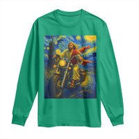 Jesus Christian Motorcycle Starry Night Van Gogh Long Sleeve Shirt - Wonder Print Shop