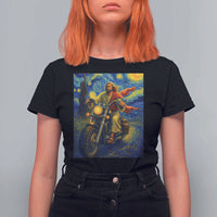 Jesus Christian Motorcycle Starry Night Van Gogh T Shirt For Women - Wonder Print Shop