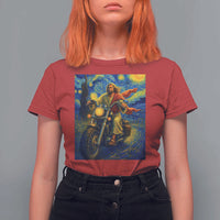 Jesus Christian Motorcycle Starry Night Van Gogh T Shirt For Women - Wonder Print Shop