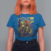 Jesus Christian Motorcycle Starry Night Van Gogh T Shirt For Women - Wonder Print Shop