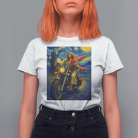 Jesus Christian Motorcycle Starry Night Van Gogh T Shirt For Women - Wonder Print Shop