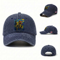 Jesus Christian Motorcycle Starry Night Van Gogh Washed Cotton Baseball Cap