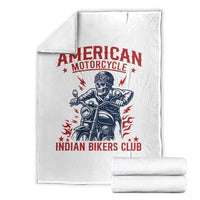 Funny Skeleton Motorcycle Throw Blanket American Motorcycle Indian Bikers Club - Wonder Print Shop