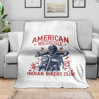 Funny Skeleton Motorcycle Throw Blanket American Motorcycle Indian Bikers Club - Wonder Print Shop