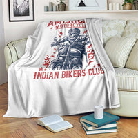 Funny Skeleton Motorcycle Throw Blanket American Motorcycle Indian Bikers Club - Wonder Print Shop