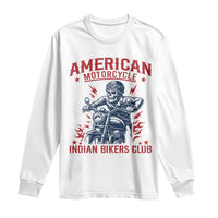 Funny Skeleton Motorcycle Long Sleeve Shirt American Motorcycle Indian Bikers Club - Wonder Print Shop