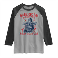 Funny Skeleton Motorcycle Raglan Shirt American Motorcycle Indian Bikers Club - Wonder Print Shop