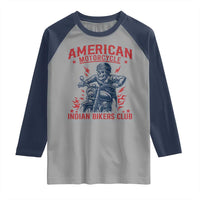 Funny Skeleton Motorcycle Raglan Shirt American Motorcycle Indian Bikers Club - Wonder Print Shop