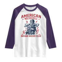 Funny Skeleton Motorcycle Raglan Shirt American Motorcycle Indian Bikers Club - Wonder Print Shop