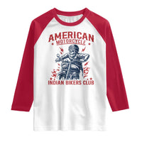 Funny Skeleton Motorcycle Raglan Shirt American Motorcycle Indian Bikers Club - Wonder Print Shop