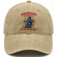Funny Skeleton Motorcycle Washed Cotton Baseball Cap American Motorcycle Indian Bikers Club