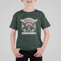 Native American Indian Chief Skull Motorcycle Headdress T Shirt For Kid - Wonder Print Shop