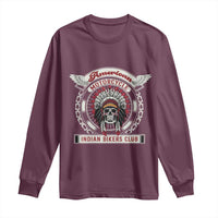 Native American Indian Chief Skull Motorcycle Headdress Long Sleeve Shirt - Wonder Print Shop