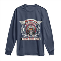 Native American Indian Chief Skull Motorcycle Headdress Long Sleeve Shirt - Wonder Print Shop