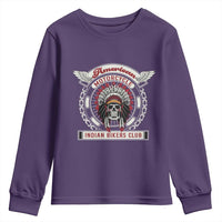 Native American Indian Chief Skull Motorcycle Headdress Youth Sweatshirt - Wonder Print Shop