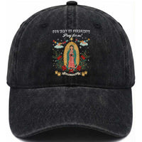 Virgin Mary Washed Cotton Baseball Cap Our Lady Of Guadalupe Pray For Us