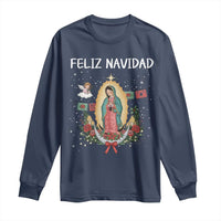 Our Lady of Guadalupe Christmas Long Sleeve Shirt Feliz Navidad - Wonder Print Shop
