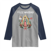 Our Lady of Guadalupe Christmas Raglan Shirt Feliz Navidad - Wonder Print Shop