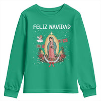 Our Lady of Guadalupe Christmas Youth Sweatshirt Feliz Navidad - Wonder Print Shop