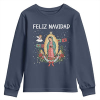 Our Lady of Guadalupe Christmas Youth Sweatshirt Feliz Navidad - Wonder Print Shop