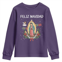 Our Lady of Guadalupe Christmas Youth Sweatshirt Feliz Navidad - Wonder Print Shop