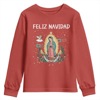 Our Lady of Guadalupe Christmas Youth Sweatshirt Feliz Navidad - Wonder Print Shop