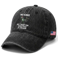 No Kings Washed Cotton Baseball Cap All I Want For Christmas Is Freedom