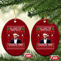 Charlie Kirk Xmas Ceramic Ornament Freedom Memorial Patriotic Christian Xmas - Wonder Print Shop