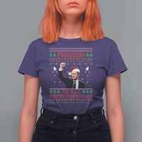 Charlie Kirk Christmas T Shirt For Women Freedom To Say Merry Christmas - Wonder Print Shop