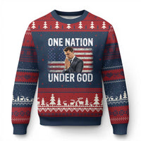 Charlie Kirk Christian Ugly Christmas Sweater One Nation Under God Patriotic Faith - Wonder Print Shop