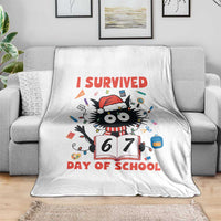 I Survived 67 Days Of School Cat Meme Throw Blanket Funny Christmas Six Seven Meme - Wonder Print Shop