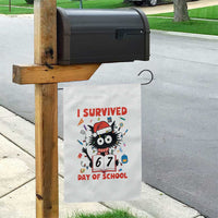 I Survived 67 Days Of School Cat Meme Garden Flag Funny Christmas Six Seven Meme - Wonder Print Shop