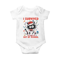 I Survived 67 Days Of School Cat Meme Baby Onesie Funny Christmas Six Seven Meme - Wonder Print Shop