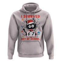 I Survived 67 Days Of School Cat Meme Hoodie Funny Christmas Six Seven Meme - Wonder Print Shop