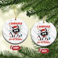 I Survived 67 Days Of School Cat Meme Ceramic Ornament Funny Christmas Six Seven Meme - undefined
