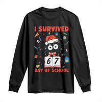 I Survived 67 Days Of School Cat Meme Long Sleeve Shirt Funny Christmas Six Seven Meme - Wonder Print Shop