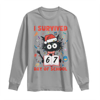 I Survived 67 Days Of School Cat Meme Long Sleeve Shirt Funny Christmas Six Seven Meme - Wonder Print Shop
