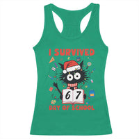 I Survived 67 Days Of School Cat Meme Racerback Tank Top Funny Christmas Six Seven Meme - Wonder Print Shop