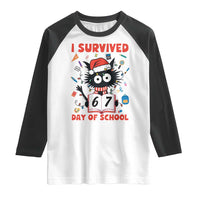 I Survived 67 Days Of School Cat Meme Raglan Shirt Funny Christmas Six Seven Meme - Wonder Print Shop