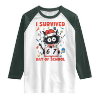 I Survived 67 Days Of School Cat Meme Raglan Shirt Funny Christmas Six Seven Meme - Wonder Print Shop