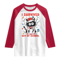 I Survived 67 Days Of School Cat Meme Raglan Shirt Funny Christmas Six Seven Meme - Wonder Print Shop
