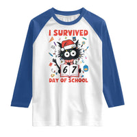 I Survived 67 Days Of School Cat Meme Raglan Shirt Funny Christmas Six Seven Meme - Wonder Print Shop