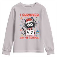 I Survived 67 Days Of School Cat Meme Youth Sweatshirt Funny Christmas Six Seven Meme - Wonder Print Shop