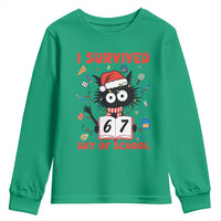 I Survived 67 Days Of School Cat Meme Youth Sweatshirt Funny Christmas Six Seven Meme - Wonder Print Shop