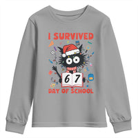 I Survived 67 Days Of School Cat Meme Youth Sweatshirt Funny Christmas Six Seven Meme - Wonder Print Shop