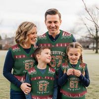 67 Six Seven Meme V-Neck Knit Sweater Vest I Survived Days Of School - Wonder Print Shop