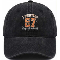 67 Six Seven Meme Washed Cotton Baseball Cap I Survived Days Of School