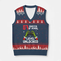 67 Six Seven Xmas Meme V-Neck Knit Sweater Vest Funny Elf Hand Video Game Xmas - Wonder Print Shop