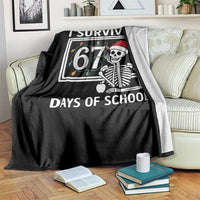 I Survived 67 Days Of School Skeleton Throw Blanket Funny Christmas Six Seven Meme - Wonder Print Shop