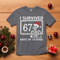 I Survived 67 Days Of School Skeleton T Shirt Funny Christmas Six Seven Meme - Wonder Print Shop